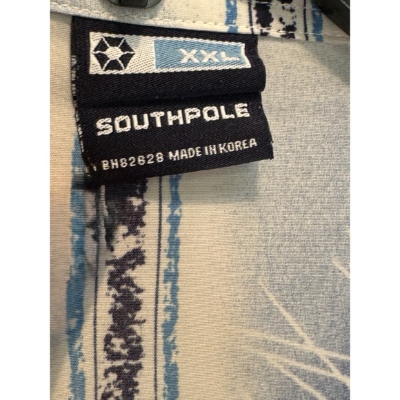 Southpole Vintage Y2K‎ Graphic Print Shirt XXL Blue White Plaid Streetwear 90's - Picture 4 of 9